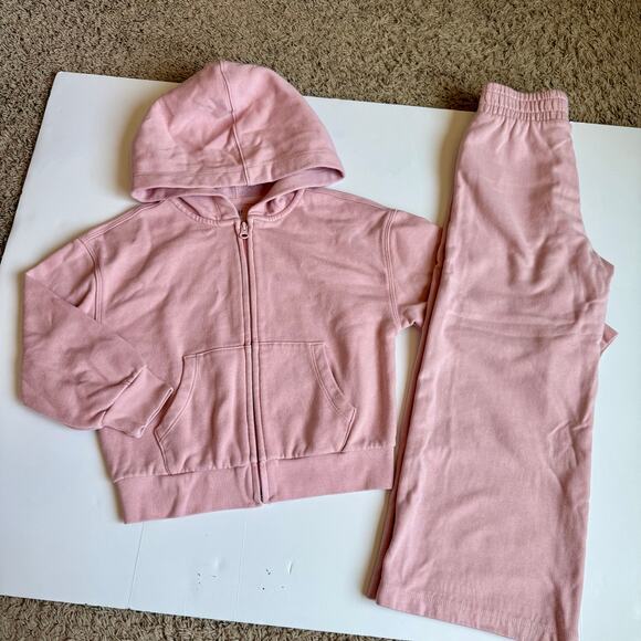 Gap Kids Pink VinatgeSoft Hoodie & Baggy Wide Leg Sweatpants S (6-7) - Picture 2 of 15